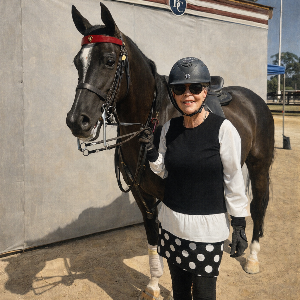 Dr. Nancy O’Reilly with black horse